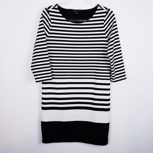 Chaus Black & White Fully Lined‎ Classic Stripe Dress Nautical Size Medium - Picture 6 of 7
